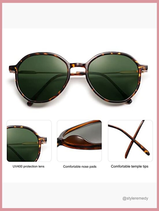 Hexagon Round Sunglasses with UV400 Protection Plastic Frame main image 4